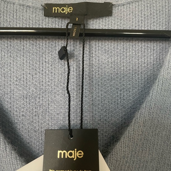 Maje short angora blend blue sweater XS/S - Picture 5 of 8